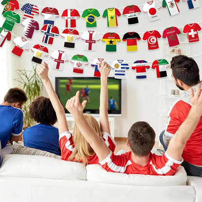 Soccer-Themed Party Decorations - 49-Piece Jersey Flag Bunting Banner Set for Sports Events and Celebrations