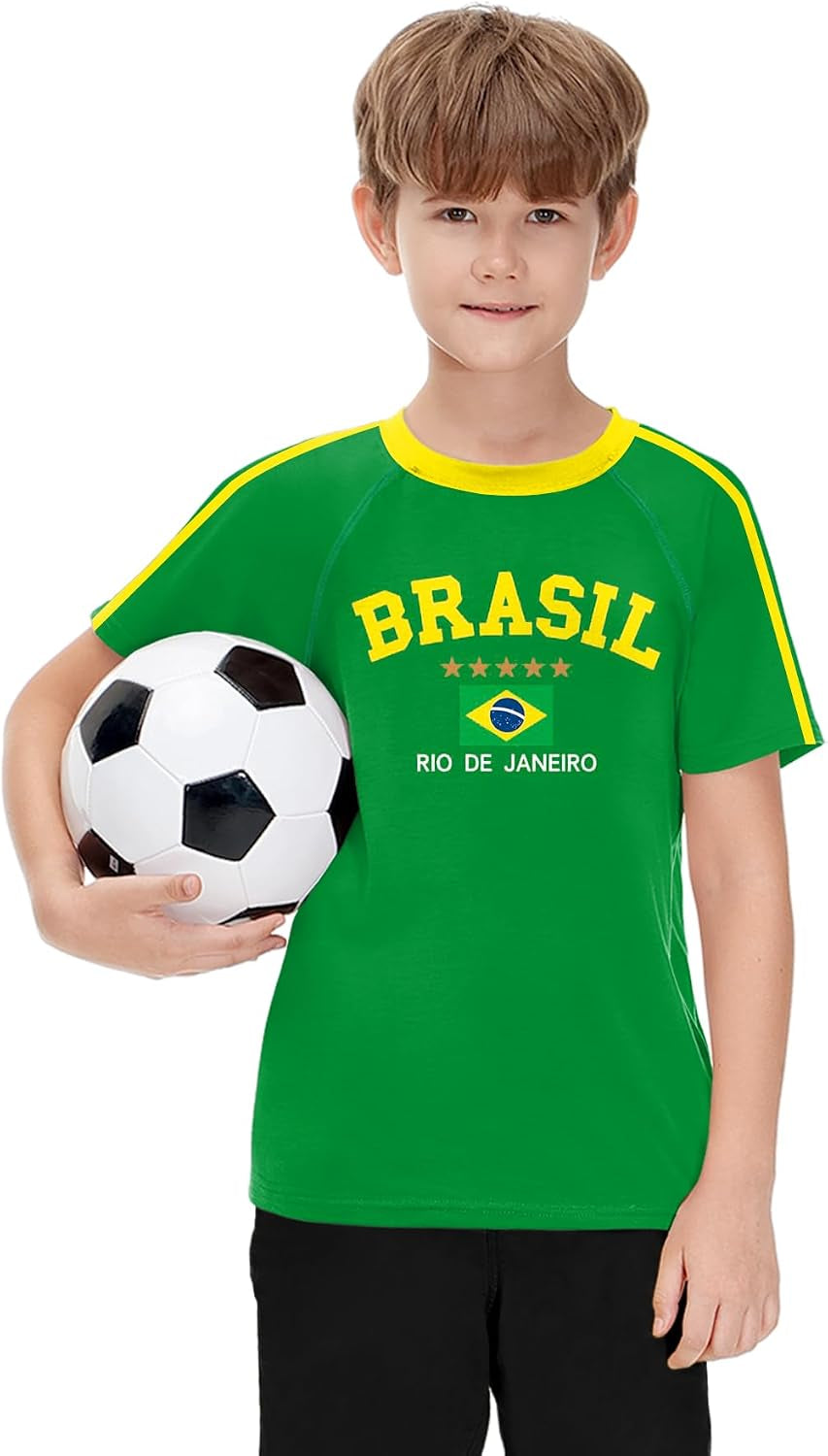Boys Girls Soccer Jerseys Short Sleeve Raglan Football Training Tee Shirt
