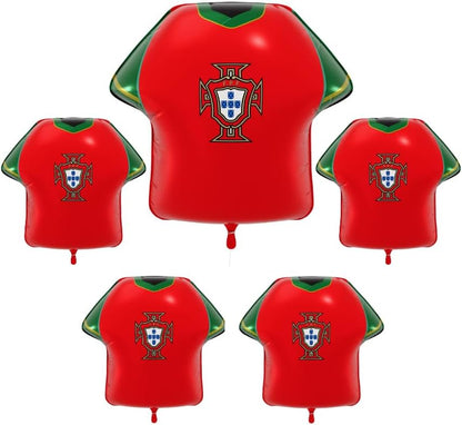National Footbal Team Foil Balloons, Soccer Jersey Shape, 20" X 20", Pack of 5, Party Decorations (Portugal)