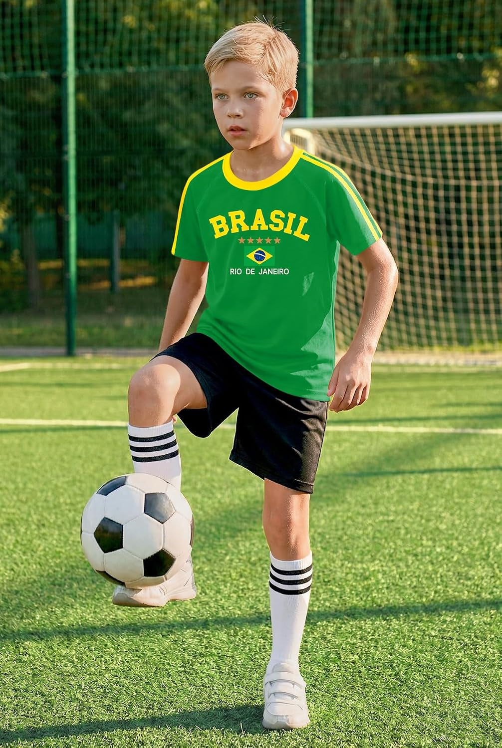 Boys Girls Soccer Jerseys Short Sleeve Raglan Football Training Tee Shirt