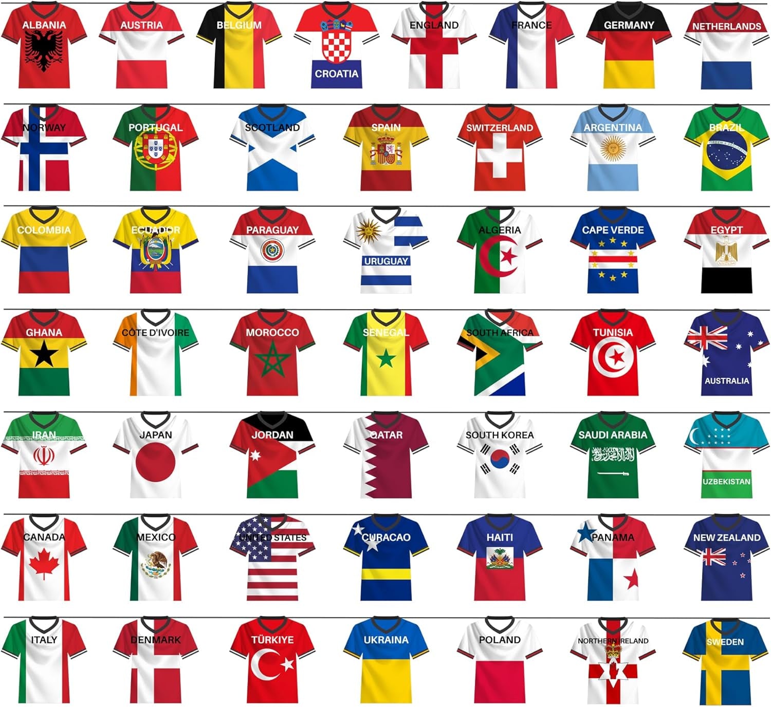 2026 World Soccer Championship Flag Bunting Banner - 50 Countries String Flags Garland for Sports-Themed Event Decorations